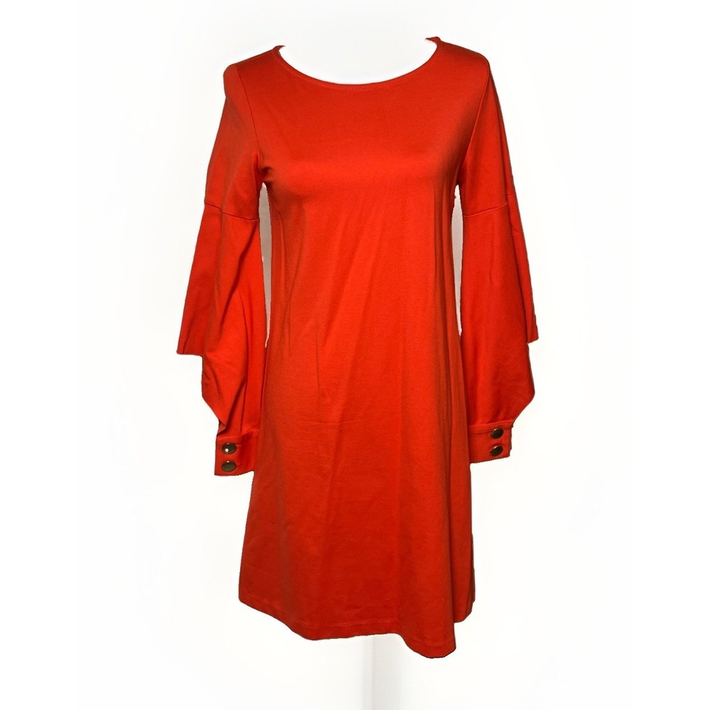Scapa Lauren Perre Womens XS Flared Sleeve Tunic Shift Dress Tomato Orange